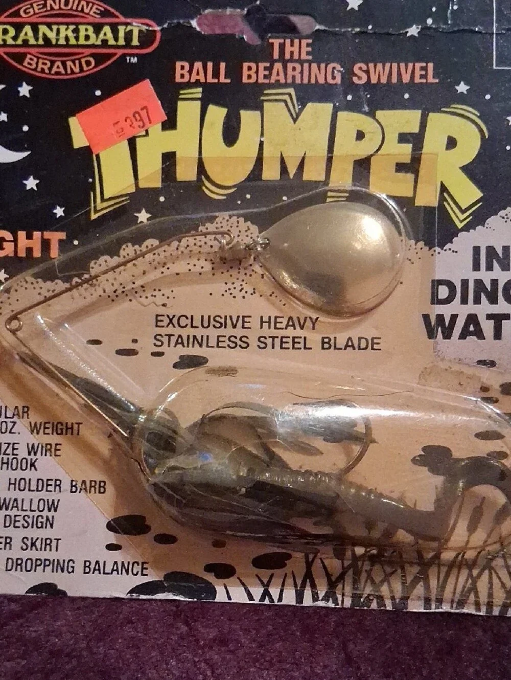 Vintage Thumper Ball Bearing Swivel Fishing Lure - - Black/Gold